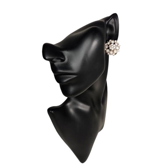 Vintage Rhinestone Clip On Earrings - Picture 2 of 4